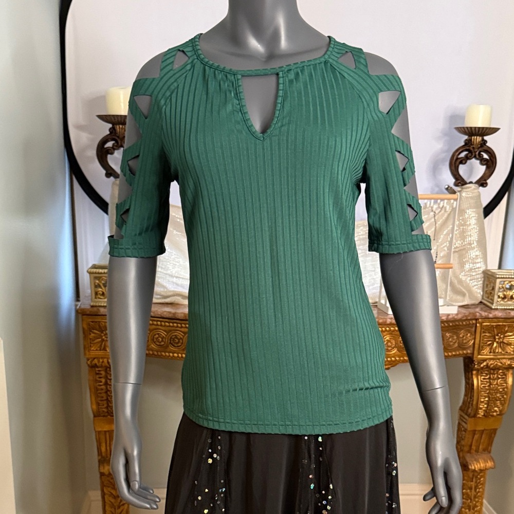 Green Cutout Sleeve Top